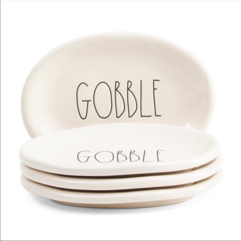Rae Dunn Oval Gobble Plates 4Pc